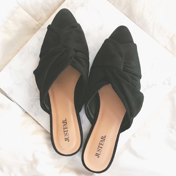 Shoes - Black Bow Mule Slides